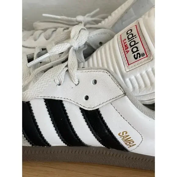Adidas Samba OG White Black Gum Sneakers Leather Men 7 Women 8 - Picture 3 of 12